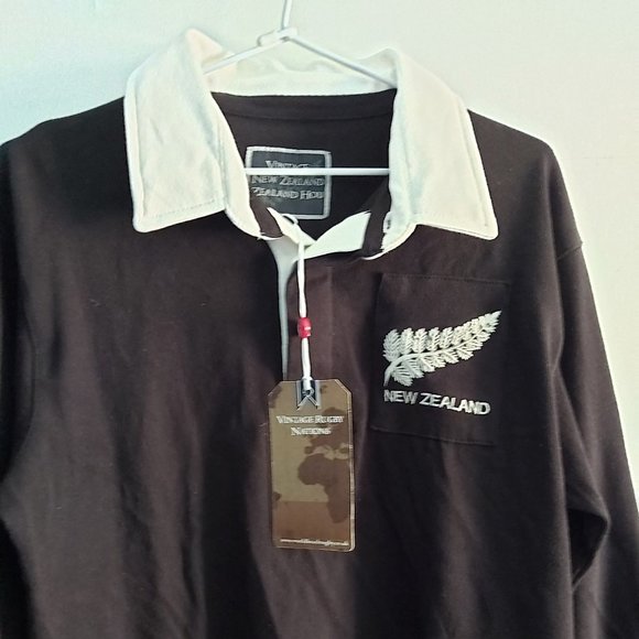 BNT New Zealand LS Black Rugby Polo Shirt - Picture 2 of 10